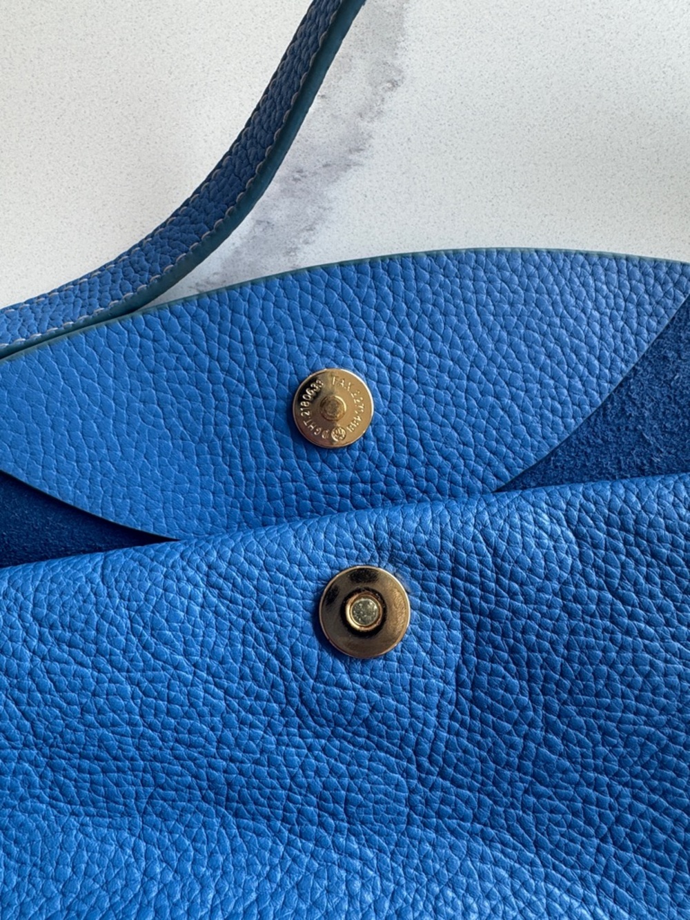 J.McLAUGHLIN periwinkle Blue Leather Foldover Hobo Handbag Purse Bag w/ pouch - Picture 8 of 14